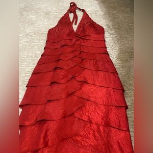 Red Scalloped haltered dress
